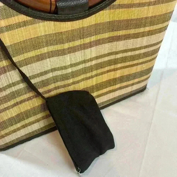 NWT Mad by Design Handcrafted Eco Friendly Bamboo Bag with wooden Handle - Picture 12 of 12